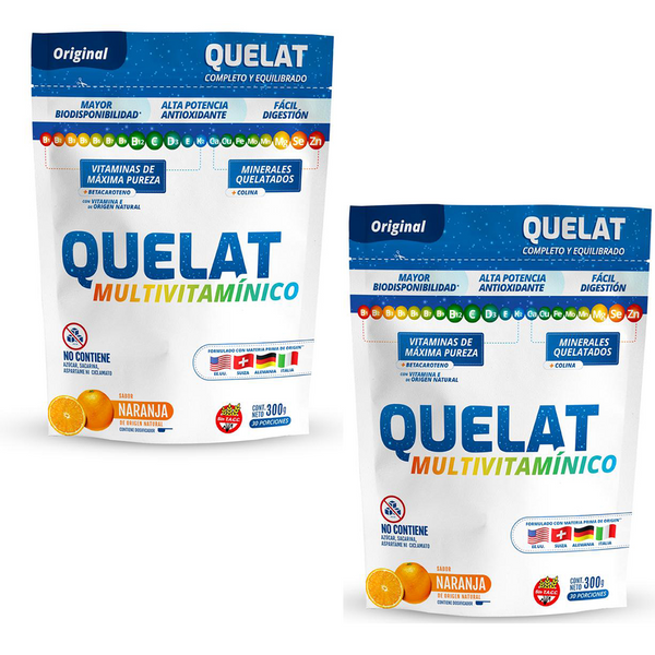 2-Pack Quelat Multivitamins Supplement - 300 Grs/10.58 Ounces - 12 Vitamins, 9 Mineral Chelates, High Purity Vitamins &amp; High Bioavailability of Nutrients.