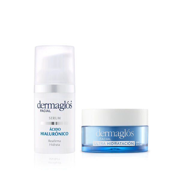 Dermaglos Day & Night Cream & Hydrating Serum Combo - 2 x 30ml - Double Hyaluronic Acid, Hypoallergenic, Non-Comedogenic, Paraben-Free