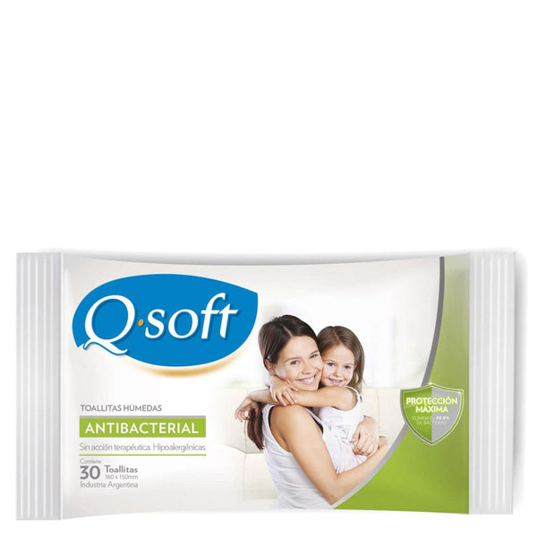 Q Soft Antibacterial Towels: Hypoallergenic, Alcohol-Free, Fragrance-Free, Eco-Friendly Flow Pack (30 Units Ea.)