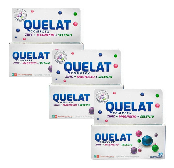Quelat Dietary Supplement - 3 Combo Pack (30 Tablets/7mg Zinc, 200mg Magnesium Quelato, 50mcg Selenium Quelato) - Improve Sports Performance, Cognitive Function & More!