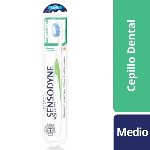Sensodyne Multi Protection Toothbrush Care - Medium (1 Unit): Complete Cleaning with Soft Bristles, Ergonomic Handle & Flexible Head.