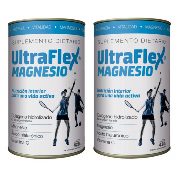 2 Pack Ultraflex Hydrolyzed Collagen Magnesium, Vitamin C, Hyaluronic Acid, Pleasant Lemon Flavor - 420 Gr/14.81Oz