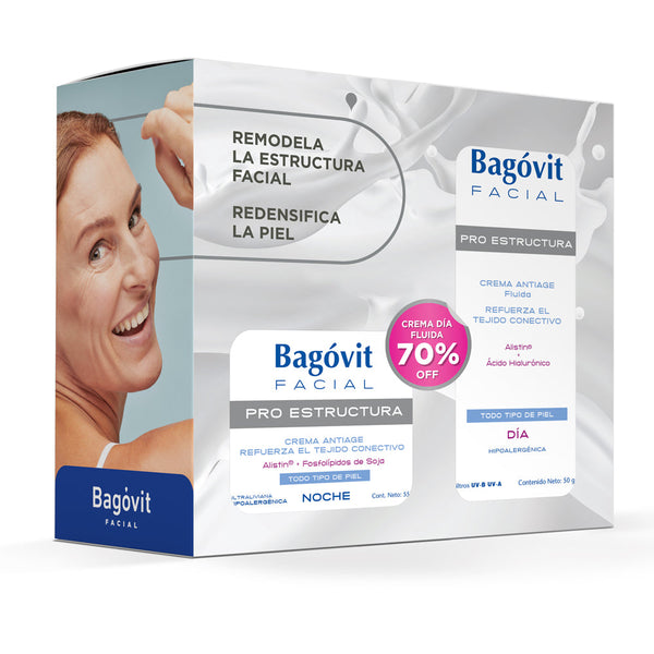 Bagovit Facial Pro Night Structure Kit +Fluid Day Cream: Natural, Intensive Moisturizing with Antioxidants for All Skin Types