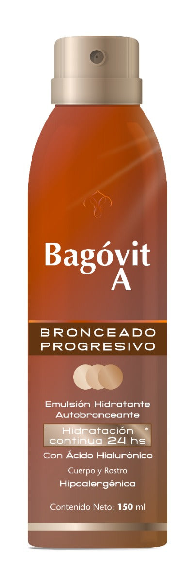 Bagovit Progressive Tan Continuous Spray - 150Ml / 5.29Fl Oz - Non-Greasy, Vitamin E, UVA/UVB Filters, Aloe Vera - Dermatologically Tested