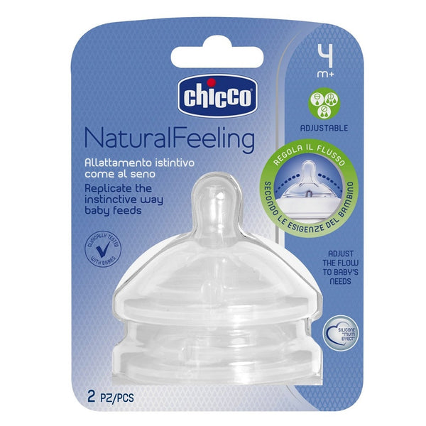 Chicco Naturalfeeling Teats 2M+ Adjustable Flow BPA-Free with Anti-Colic Valve, Ergonomic Shape & Easy Assembly