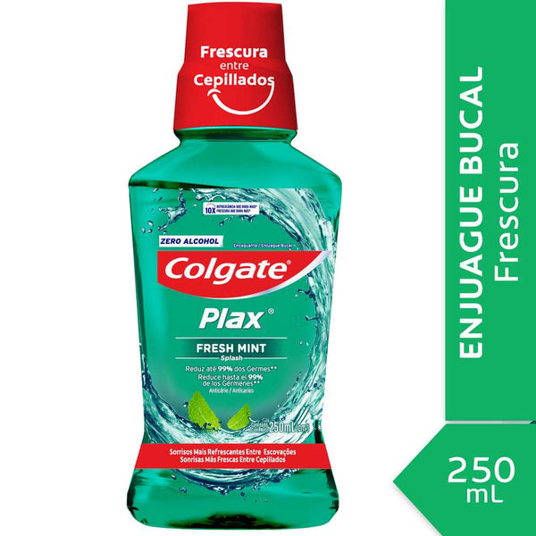 Colgate Plax Fresh Mint Mouthwash (250Ml/8.45Fl Oz) - Alcohol-free, Sugar-free, Fluoride-free - Kills Germs & Bad Breath - 12 Hours of Protection - Consult a Doctor