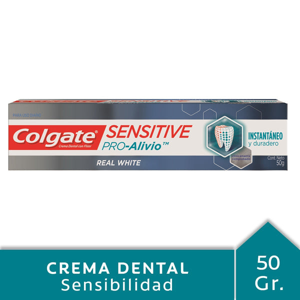 Colgate Sensitive Pro-Relief Real White Toothpaste 50Gr / 1.69Oz - Fluoride, Saccharin & Limonene for Maximum Oral Care
