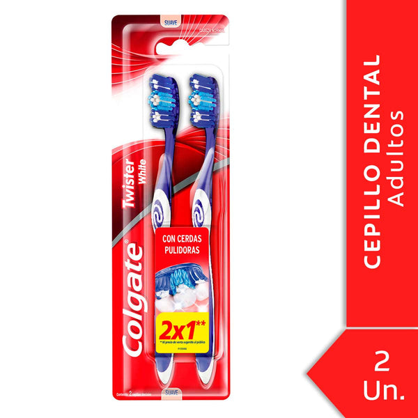 Colgate Twister White Soft Toothbrush Pack (2 Units) - Unique Design for Multi-Dimensional Cleaning