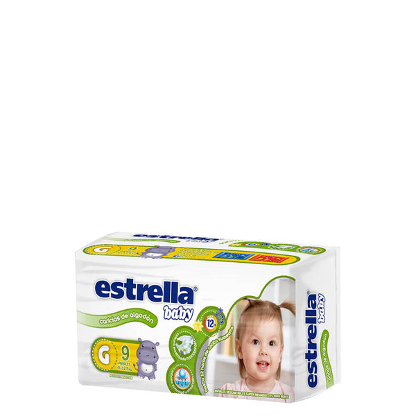 Estrella Baby Cotton Caresses: 9-12.5 Kg / 19.84-27.55 Lbs Ultra-Absorbent Diapers with Leakproof Protection