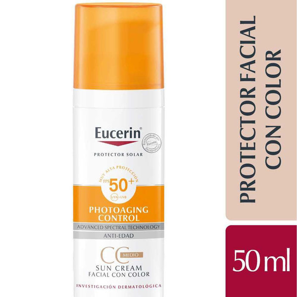 Eucerin Sun Face CC Cream Medium Tone SPF 50+ - High Color Protection, Prevents Photoaging & Reduces Wrinkles, Matte Finish 50Ml / 1.69Fl Oz