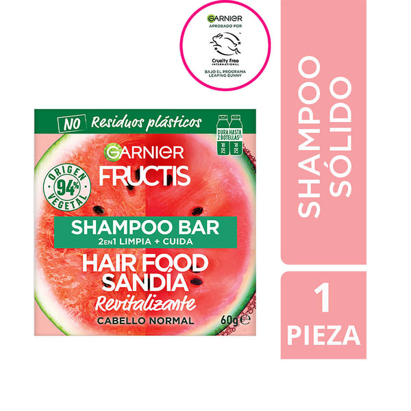 Garnier Fructis Watermelon Solid Shampoo (60Gr / 2.02Oz) - Natural Hair Care with Natural Ingredients