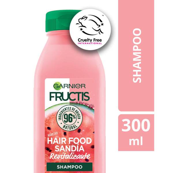 Garnier Hair Food Shampoo Watermelon Fructis: Vegan, Biodegradable, 96% Natural, Cruelty Free 300Ml / 10.14Fl Oz
