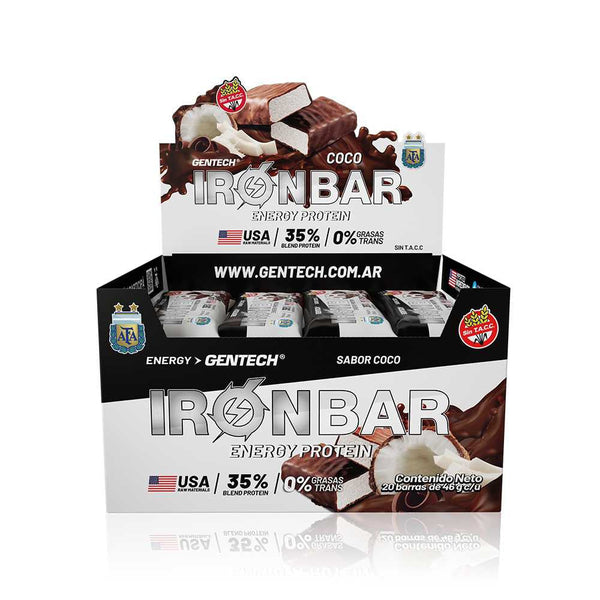Gentech Iron Bar Coconut Flavor Sports Nutrition: 20 Units Ea. of Branched Amino Acids, Whey Proteins, and Carbohydrates