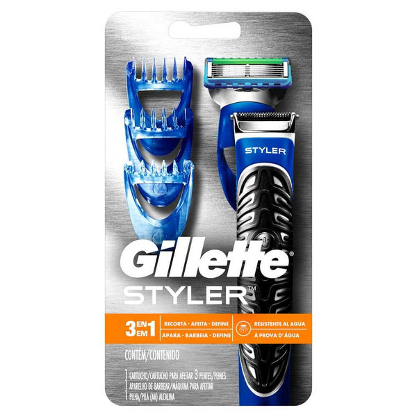 Gillette Styler 3in1 Shaver + 1 Cartridge: Electric Trimmer for Precision Outlining and Flush Shave