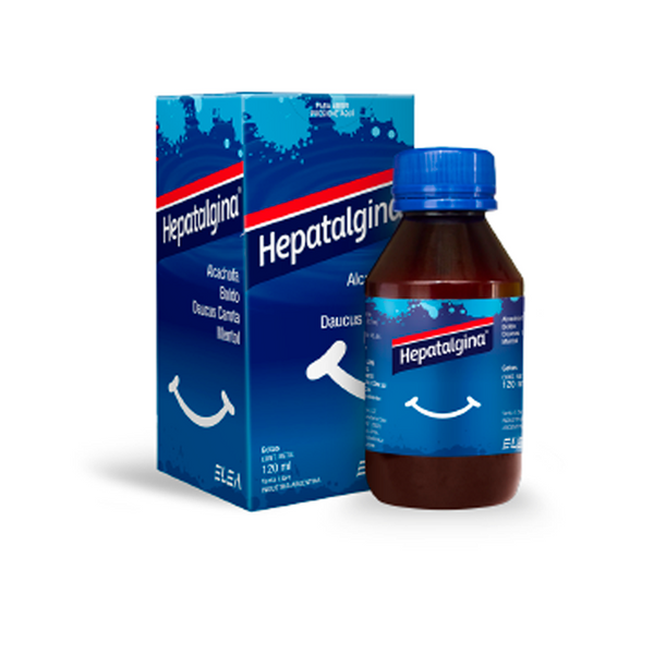 Hepatalgina Natural After-Food Digestive With Artichoke, Boldo, Daucus Carota, Menthol Extract, 120 Ml / 4.06 Oz Dropper Bottle