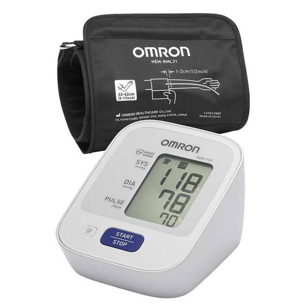 Omron Digital Arm Blood Pressure Monitor Hem-7121 - Accurate & Fast Readings, Easy to Use, LCD Display, Compact & Lightweight