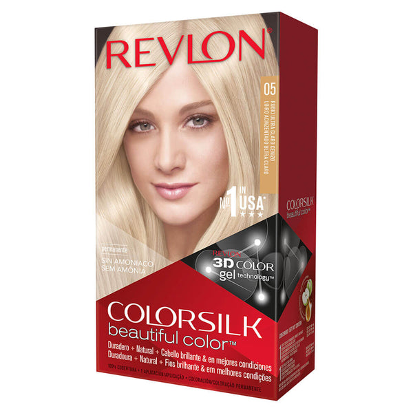 Revlon ColorSilk 3D Ultra Light Ash Blonde Coloring Kit - Ammonia-free Formula with UV Defense, Multi-tonal Natural-looking Color, Nourishing Silk Proteins & More
