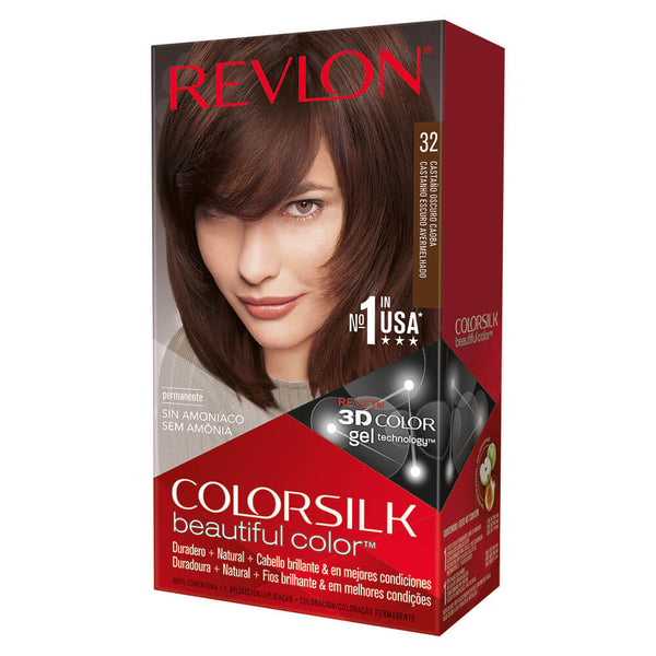 Revlon Colorsilk 3D Color Kit Dark Brown Mahogany for Ammonia-Free Formula, UV Defense, Multi-Tone Color & More