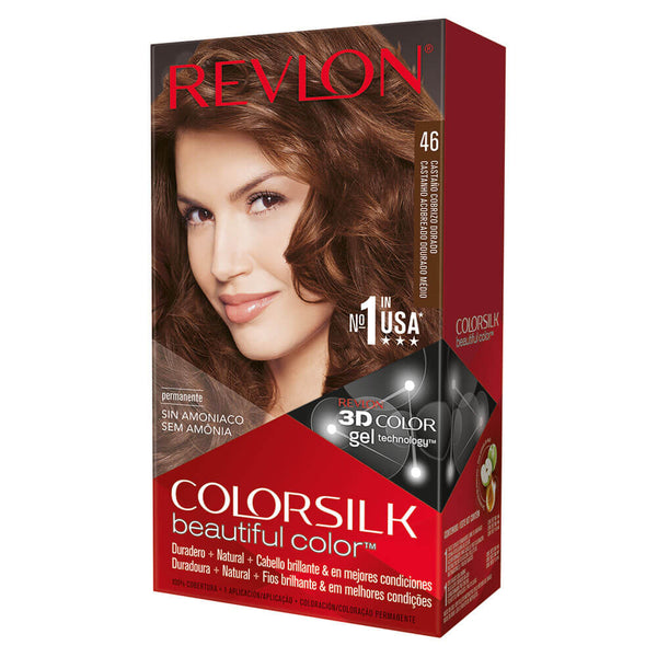 Revlon Colorsilk 3D Coloring Kit Coppery Brown Gold: Long-Lasting, Multi-Tone Color with UV Defense