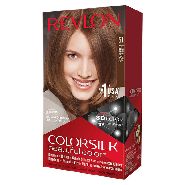 Revlon Colorsilk 3D Colouring Kit Light Brown: Ammonia-Free, Long-Lasting Color with UV Defense & Nourishing Silk Proteins