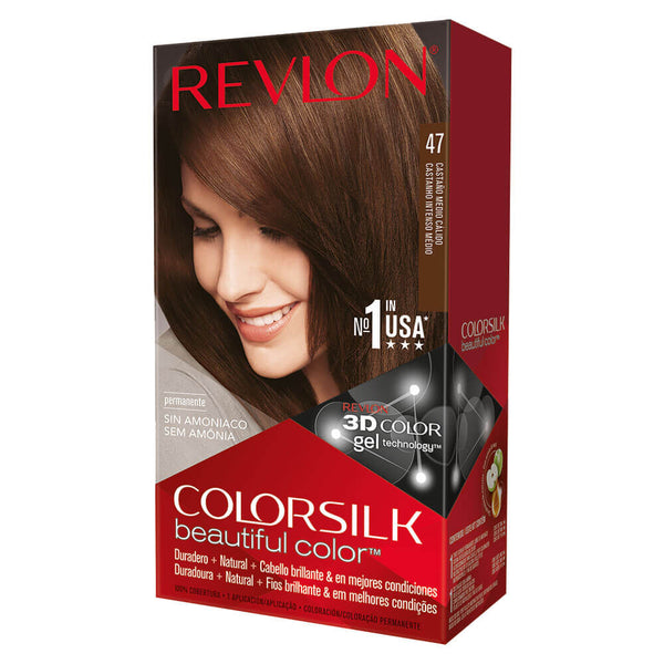 Revlon Colorsilk 3D Colouring Kit Medium Warm Brown: Ammonia-Free, Long-Lasting and Natural-Looking Color