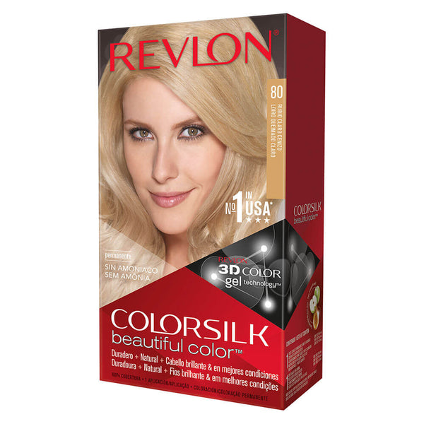 Revlon Colorsilk 3D Light Ash Blonde Coloring Kit - Ammonia-Free Formula with UV Defense & Nourishing Silk Proteins