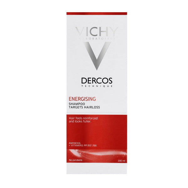 Vichy Dercos Energizing Anti Caida Shampoo: Strengthen Hair & Stimulate Growth with Aminexil, Vitamin B3 & B6, Vitamin E & Selenium 200Ml / 6.76Fl Oz